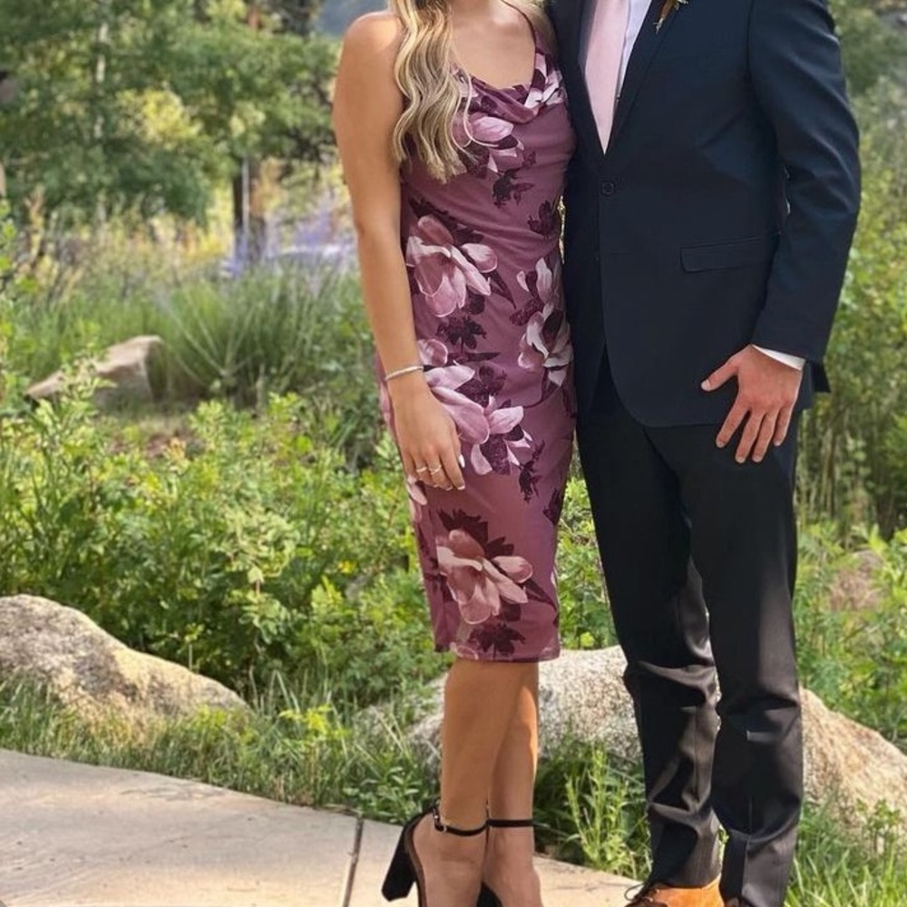 Purple floral midi dress
